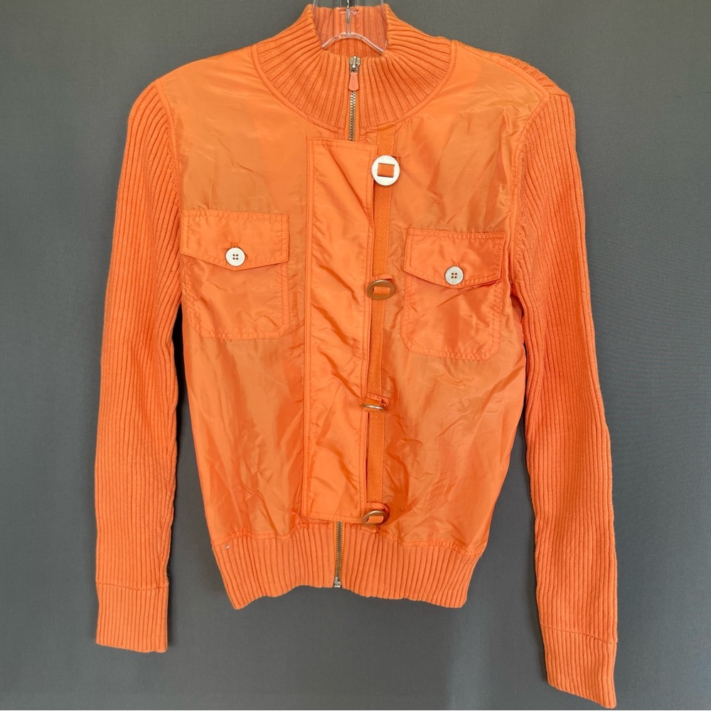 One Girl Who orange nylon/sweater size small